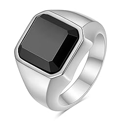 MYNENEY 14K Gold/Silver/Black Plated Square Signet