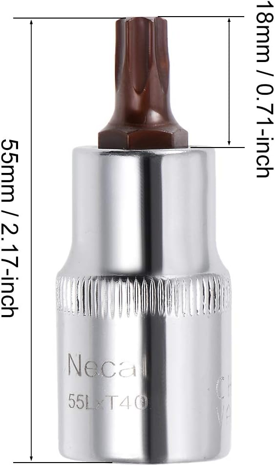 sourcing map 1/2-Inch Drive T40 Torx Bit Socket S2 Steel 55mm Length, T40 x 1/2" - Image 5
