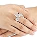 EleQueen Women's Silver-tone Pave Cubic Zirconia 3 Butterfly Bridal Cocktail Ring Clear Size 7