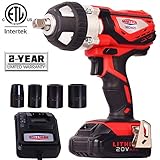 Cordless Impact Wrench 1/2" Max Torque 300N.m Compact Battery Impact Wrench with 4Pcs Sockets, 1.5A Li-ion Battery and Fast Charger, Dobetter-DBCIW20
