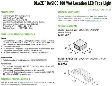 Amazon Com Diode Led Di 12v Blbsc1 30 W016 Blaze Basics Wet Location Led Strip Light 12v 3000k Home Improvement