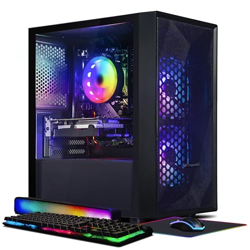 STGAubron Gaming PC Desktop Computer, Intel Core i5 up to 3.7GHz, GeForce RTX 2060 6G, 16G RAM, 512G SSD, WiFi, Bluetooth 5.0, RGB Fan x2, RGB BT Sound Bar, Windows 10 Home