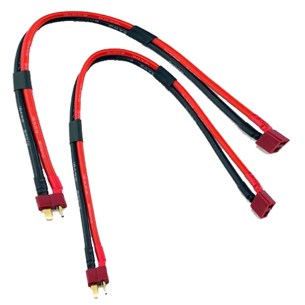 Maihuijia 2 PCS Deans T-Type Male Plug Connector to T-Type Female Plug Connector Adapter with 30cm 14AWG Silicone Cable
