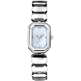 Lancardo Elegant Women's Square Watch: Silver Tone Stainless Steel Strap Beautiful Shine Shell Surface Brcaelet Dress Wristwatch
