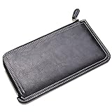 Wohaosen Women's Genuine Leather Multi Card Holder Thin Wallet with Zipper Purse