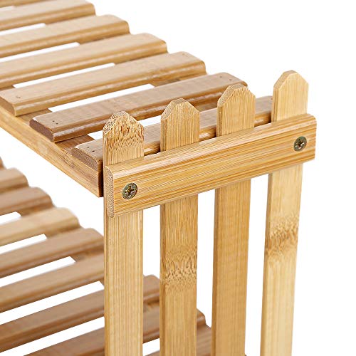 OGORI Plant Stand Flower Display Stand, 2 Tier Desk Shelf Rack Bamboo Bonsai Tools - Thumbnail 3