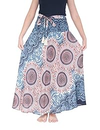 Lannaclothesdesign Maxi falda larga para dama, estilo bohemio gitano hippie