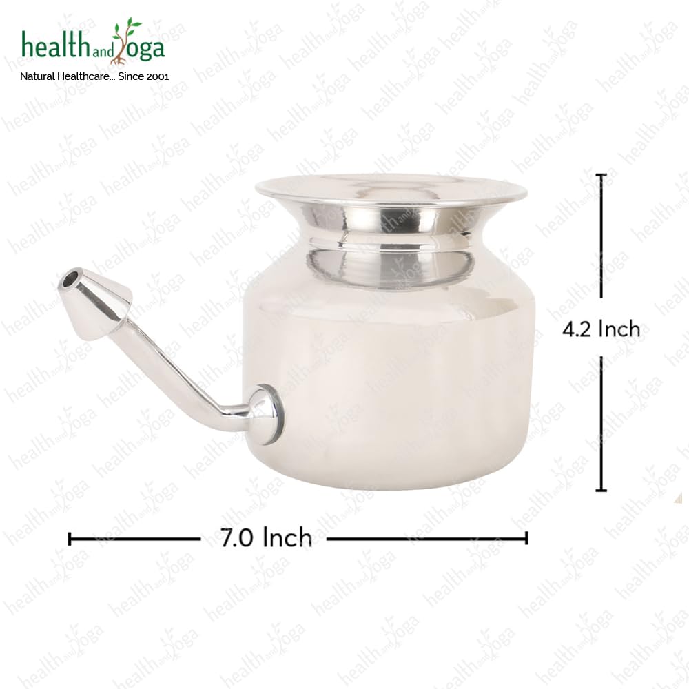 HealthAndYoga? SteloKleen Stainless Steel Neti Pot for Sinus Congestion (Ayurvedic JalNeti)