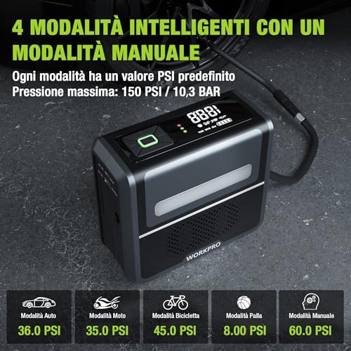 Compressore Aria Portatile 3-in-1