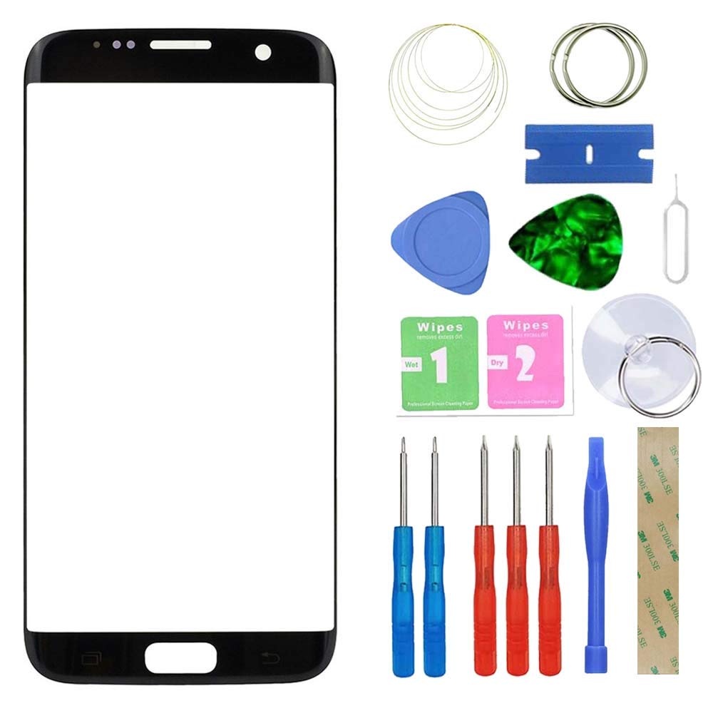 MovTEK Screen Replacement Front Glass Repair Kit Genuine for Samsung Galaxy S7 Edge G935F (No Touch and LCD Display) Black