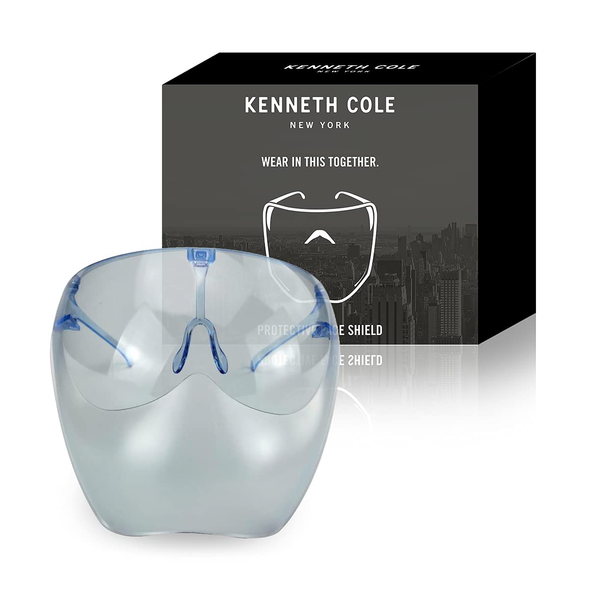 Kenneth Cole Eyeglasses-style Safety Face Shield with Glasses Frames for All-Round Protection - Clear Wide Visor for Eyes, Dust, Wind Protection, Droplet Splash Guard