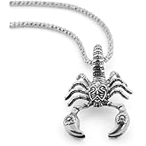PikaLF Scorpion Pendant Necklace for Men, Gothic Scorpion King Necklace with 23.6” Chain, Punk Rock Scorpion Amulet Necklace
