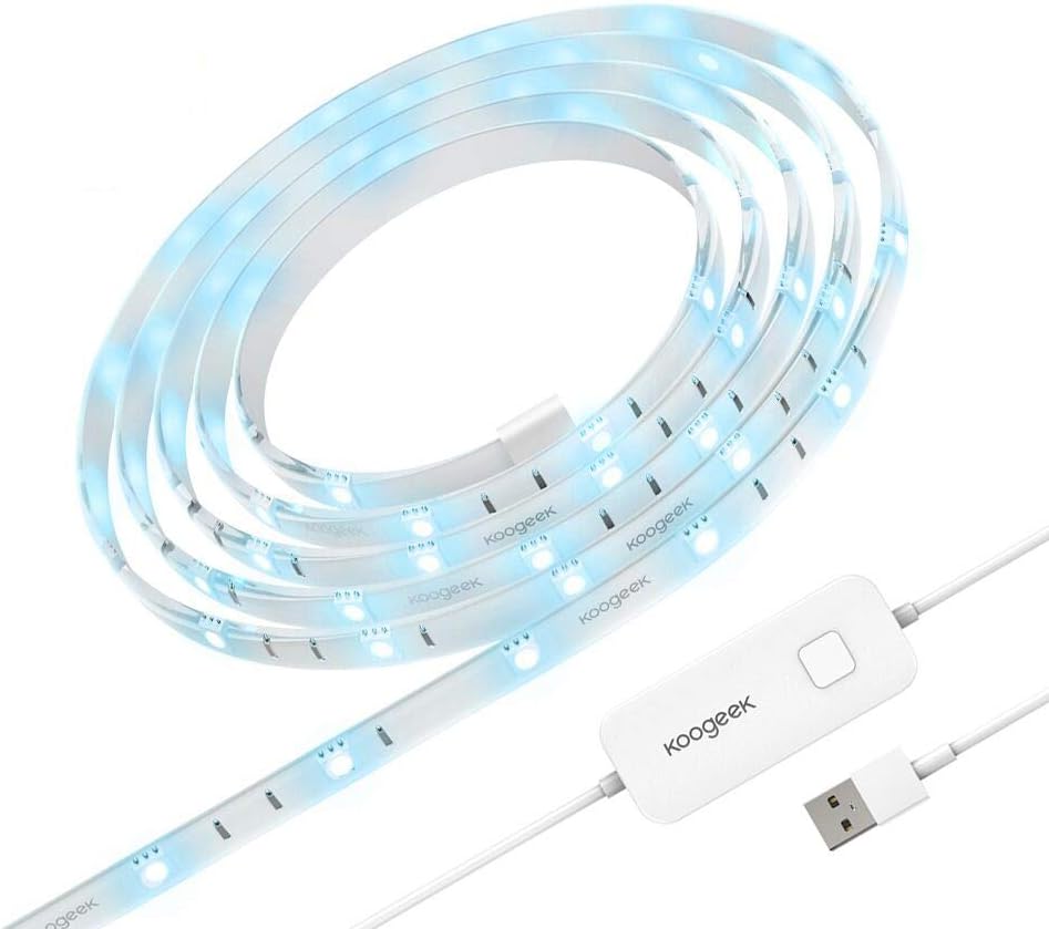 LED Strip Lights, Koogeek Dimmable Smart Strip Lights Siri Timer Remote Control, 16000K Colors USB Powered 6.56ft Compatible with Apple HomeKit, Android, Alexa, and Google Assistant on 2.4Ghz
