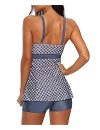 Zando traje de baño de dos piezas con estampado retro y pantalones cortos para dama