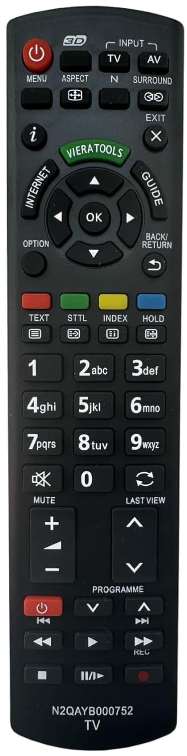 N2QAYB000752 Universal Remote Control Compatible for Panasonic VIERA LCD TV TX-L32ET5B TX-L37ET5B TX-L42ET5B TX-L47ET5B TX-P42UT50B TX-P50UT50B TX-P42XT50B TX-P50XT50B N2QAYB000785 Controller