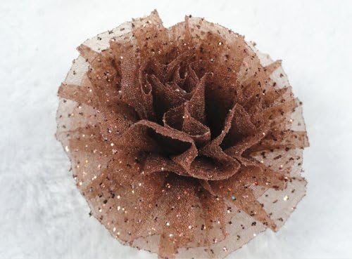 10pcs Brilliant Organza By Dusting Volume Spend Appliques Sewing Wedding U Pick (Coffee)