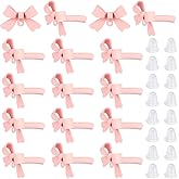 SOFPLATE 1 Box 40Pcs Bow Earrings Findings Earring Post with Loop Pearl Pink Small Bowknot Tie Ear Nuts 925 Sterling Silver Pin Alloy Earring Studs for Jewelry Making Earrings Supplies DIY Crafting