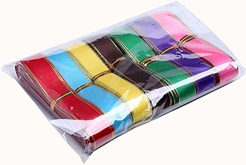 1-1/2 inch ×40 Yd a roll gold edge Border satin ribbon for gift wrapping (029#white)