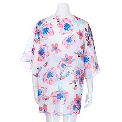 HTDBKDBK Kimono Cardigan for Women Summer Floral Cover Casual Blouse Tops Loose Kimono Cardigan Capes Pink