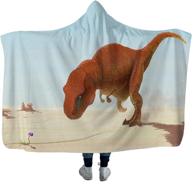 Winter Wearing Hooded Blanket Fossil Dinosaur Turtle Soft Fluffy Plush