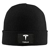 SOOSU Unisex Simple Tesla Motors Logo Beanies Black
