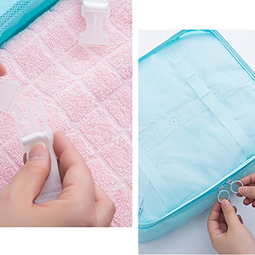 RedSonics(TM) 8Pcs/set Luggage Travel Storage Bags Packing Cubes Organizer Men and Women Fashion Double Zipper Mesh Bag