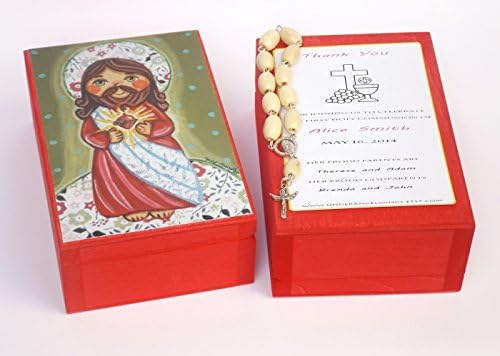 Sacred Heart of Jesus Christ box Confirmation gift Girl first communion favors girl First communion gift girl Thank you favor girl first holy communion favor Rosary favor Rosary box Confirmation favor