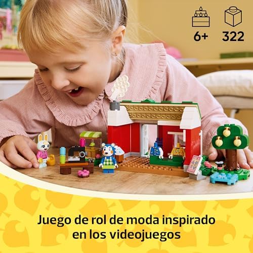 Loja de roupa Animal Crossing de The Little Sisters Building Game, figuras de brinquedo de ouriço e coelho, presente para raparigas, rapazes e jogadores de videojogos com 6 anos ou mais 77055