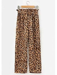Pantalones de dama con estampado de leopardo, casual, con bolsillos