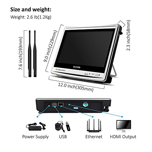 Jennov Security Camera System Wireless, 1080P Wireless Security System 12" Monitor With 960P 4 Channel IP WIFI Camera Outdoor Night Vision Plug and Play Home Video Surveillance (No Hard Drive)