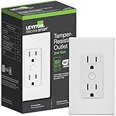 Leviton Decora Smart Outlet, Tamper-Resistant 15A, Wi-Fi 2nd Gen, D215R-1RW, White