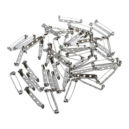 100 Pcs Badge Pins,Brooch Backs Catch Bar Fasteners Safety Cloth Diaper Nappy Pins for Clasps,Baby Child Infant Kids Silver 25mm