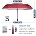 BANANA Compact Travel Rain Umbrella - Folding Windproof Durable Portable Travel Size Umbrellas Auto Close/Open Double Canopy Vented with Teflon Coating Collapsible Lightweight Unbrella for Women(Red)