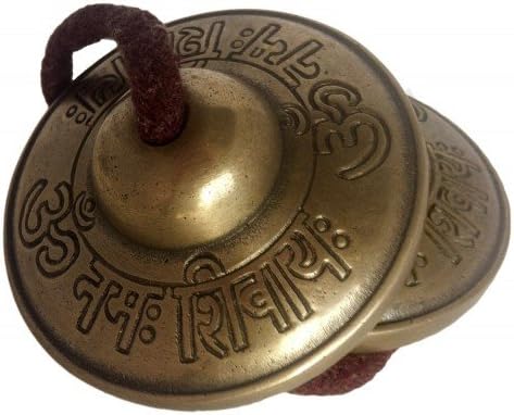 Zap Impex Tingsha Tibetan Meditation Bell 2.25" Embossed with Om Om Nama Shiva Cymbals