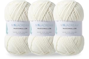 Mojadream 3PCS 3.5oz Chenille Yarn for Blankets Amigurumi: Soft Velvet Baby Yarn Blanket Knitting and Crocheting Bulky 5# Yarn 3 Skeins of 100g (Coconut Milk)