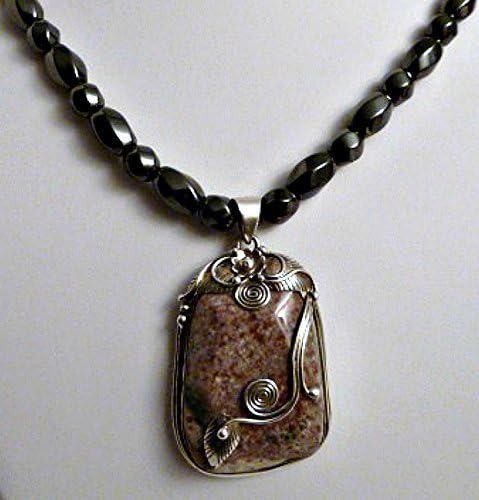 Jasper Wire Wrapped Pendant Magnetite Magnetic Necklace