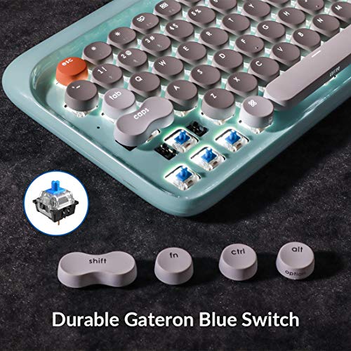 Bluetooth Mechanical Keyboards, LOFREE Four Seasons Retro Vintage Mechanical Keyboard with Gateron Blue Switch/White LED Backlit/USB Wired, Wireless Gaming Mechanical Keyboard for Mac Windows - Thumbnail 4