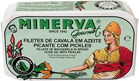 Mackerel Fillet in Spicy Olive Oil with Pickles 3 tins x 120 g, Minerva / Portugal