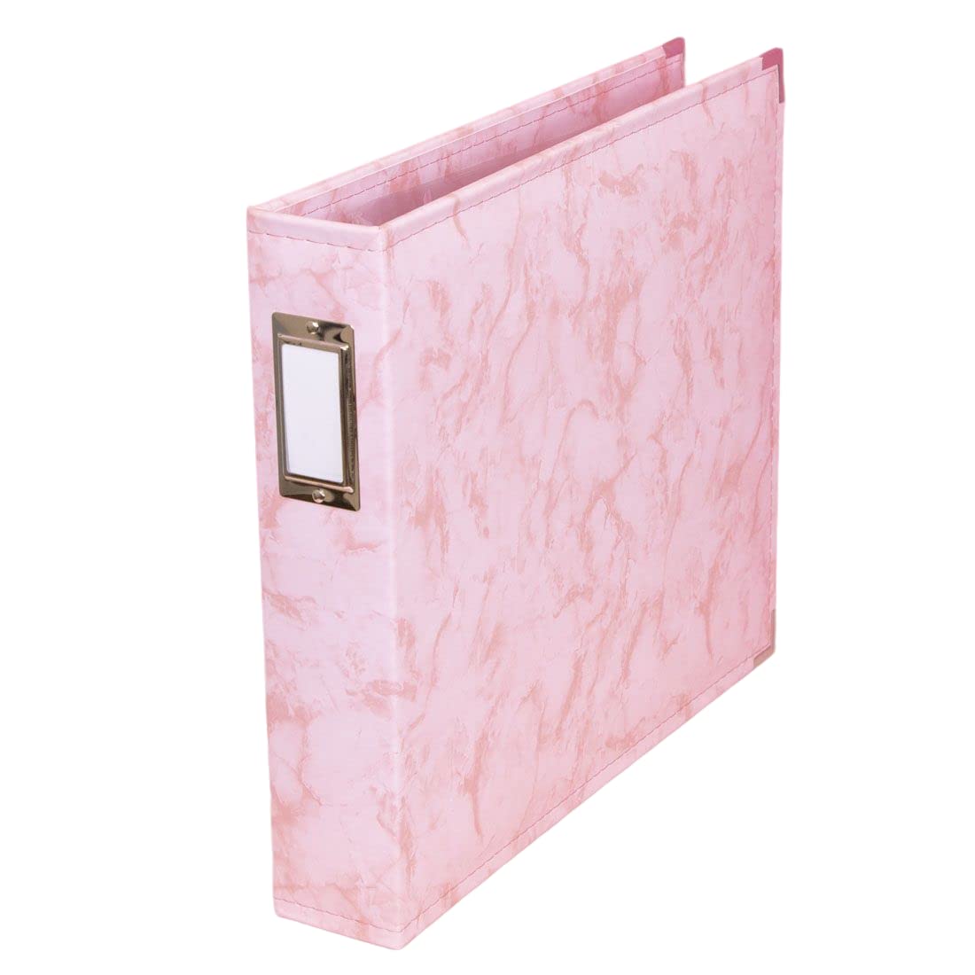 Craftelier - Eco-Leather Album with Marble Print and 5 Pockets 30.5 x 30.5 cm (12" x 12") | System 3 Silver Metal D-Rings | Size 33 x 38 x 7.5 cm - Pink