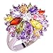 Psiroy Women's 925 Sterling Silver Plated Created Peridot Filled Flower Shaped Statement Ring Size 8