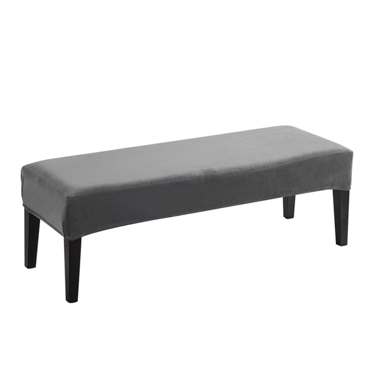 Topchances Knitted Jacquard Dining Room Bench Covers, Stretch Bench Slipcover, Soft Spandex Sofa cover, Removable Washable Bench Cover for Modern Living Room, Bedroom, Kitchen (Velvet Deep Grey)