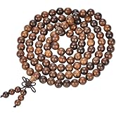 Handmade Mala Beads Bracelet 108 8mm Prayer Meditation Bracelet Sandalwood Elastic, Buddhist Beads, Prayer Mala Necklace for Men and Women Gifts