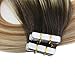 14inch Tape in Extensions Remy Human Hair Color #2 Brown Fading to Blonde #27 Mixed #613 Bleach Blonde Seamless Tape in Human Hair Extensions 20pcs 50g Per Pack
