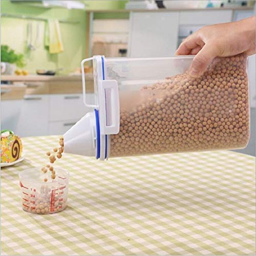 JISETY Kitchen Storage Organizer Cereal Container Rice Grain Bean & Measuring Cup Sealed Box Silicone Ring Tank
