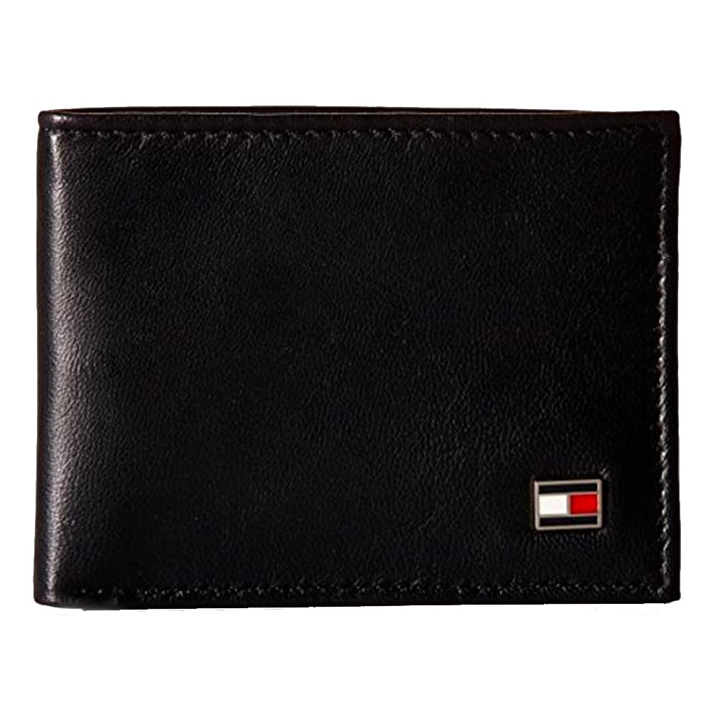 Tommy Hilfiger Men's Leather Slim Billfold Wallet, Black(Size: One Size)