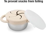 PandaEar Stainless Steel Snack Cups with Silicone Lids Pack of 2 Beige & Sage view 5