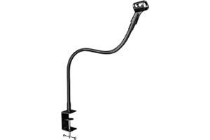 ANGKSORM 24-INCHS Flexible Gooseneck Microphone Stand with Heavy Duty Desk Clamp for Podcast, Meetings, Lectures, Radio Broadcasting Studio, Live Broadcast Equipment, TV Stations