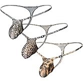 COMLIFE Men's Thong Underwear Sexy T-Back Lingerie Stretch Low-Rise Bikini Thong Fashion Print Nylon Briefs