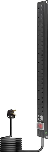 Eagle 12-Way UK Vertical PDU Surge Protection 19 Inch Rack Mount 2m Lead view 2