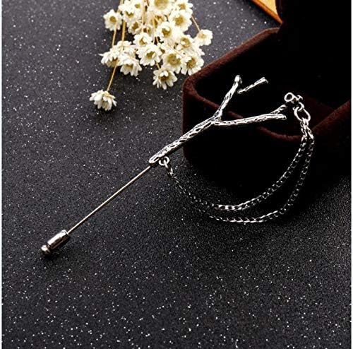 Dunnomart Gold Silver Chain Metal Branch Brooch Vintage Brooches for Women Broches Lapel Pin Men Brooch